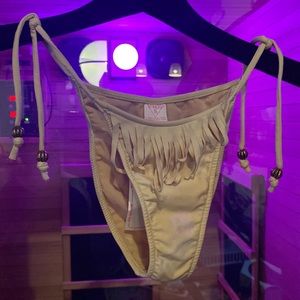 Nude  Authentic Vintage Venus Fringe tie Bikini Bottom size S